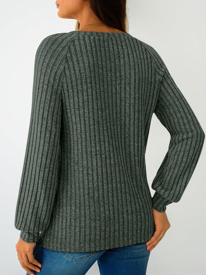 Women's Long Sleeve Tops - Fall Lightweight Sweaters with Shoulder Buttons