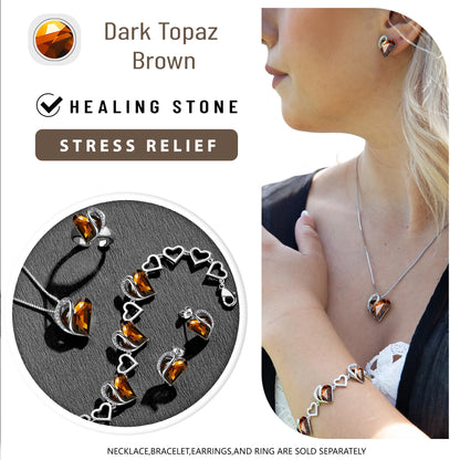 Infinity Love Birthstone Heart Necklace - 18K White Gold Plated Crystal Pendant Gift for Women