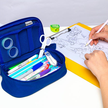 Large Pencil Case 1800ml - Heavy Duty Canvas School Supplies Organizer for Kids Students