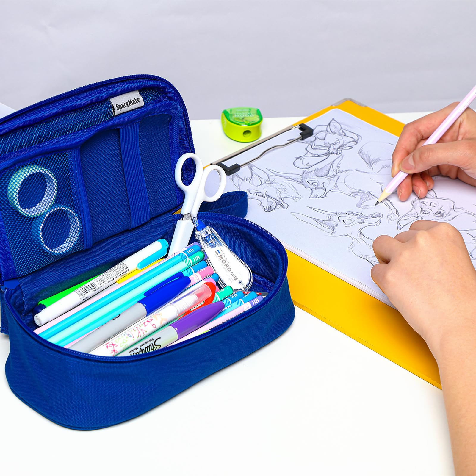 Large Pencil Case 1800ml - Heavy Duty Canvas School Supplies Organizer for Kids Students