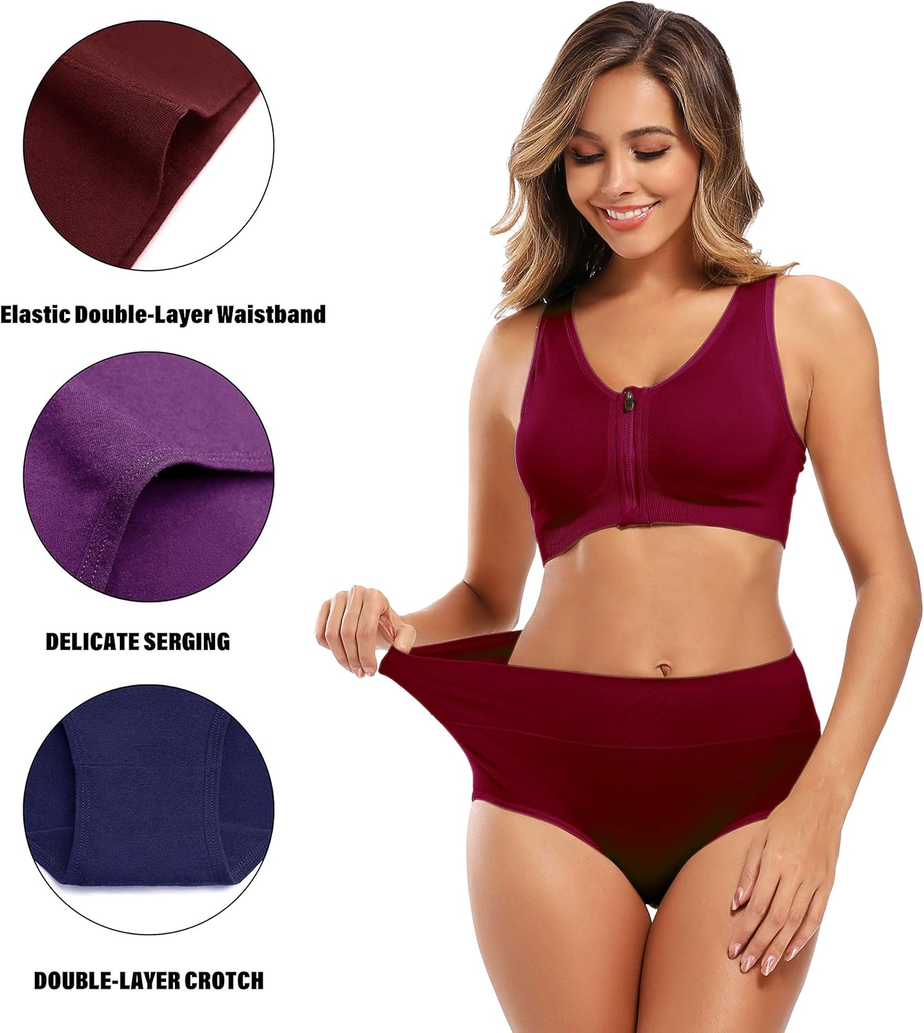 Women's High Waisted Cotton Underwear Full Coverage Panties Plus Size