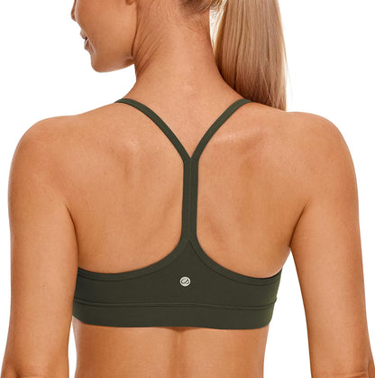 Women's Y-Back Sports Bra Padded Racerback Low Impact Workout Top