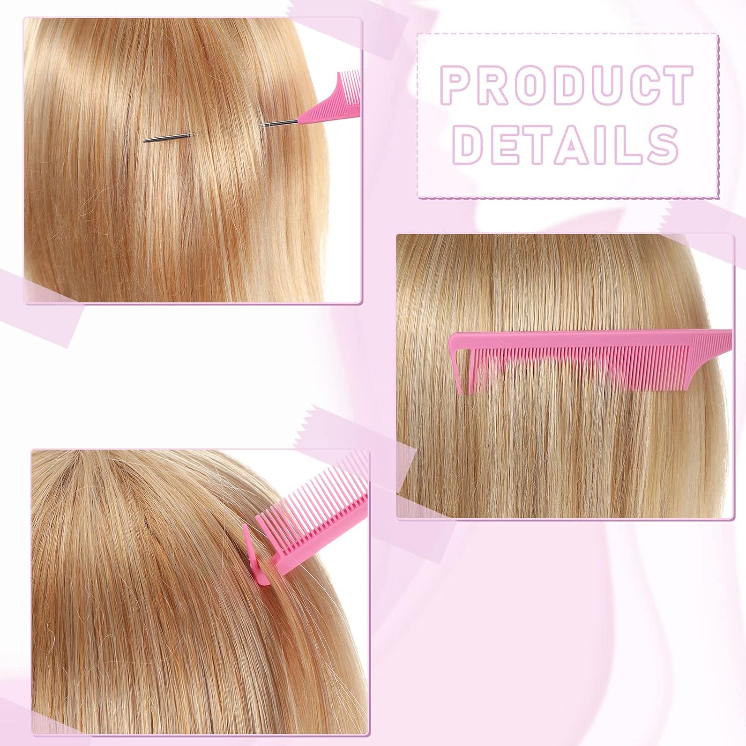 Hair Brush Set 12 Pieces Double Sided Edge Brush Teasing Combs Styling Kit