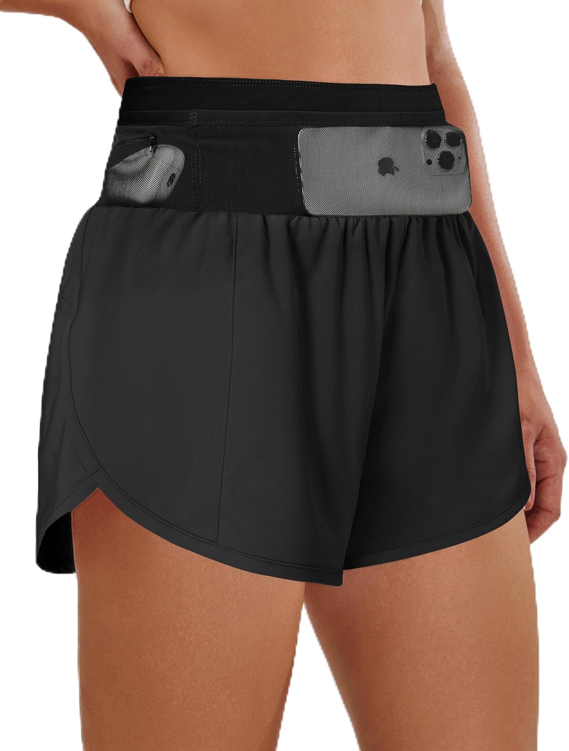 High Waisted Athletic Shorts Women Running Workout Shorts with Pockets Gym Sporty Black70