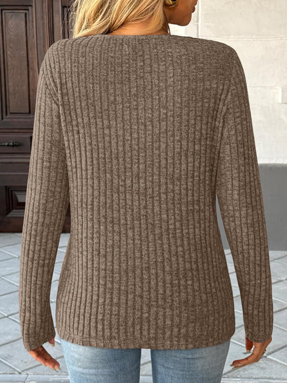 Women's Long Sleeve V Neck Tunic Tops - Dressy Casual Work Blouse Sweater