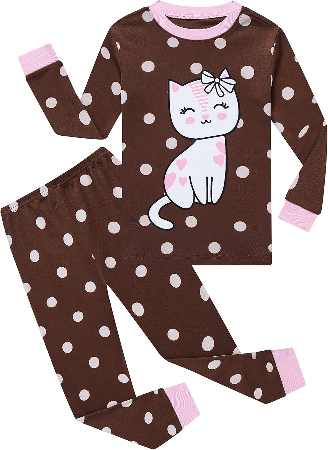 Kids Cotton Pajamas 2 Piece Set - Soft Sleepwear for Boys and Girls Cat G1