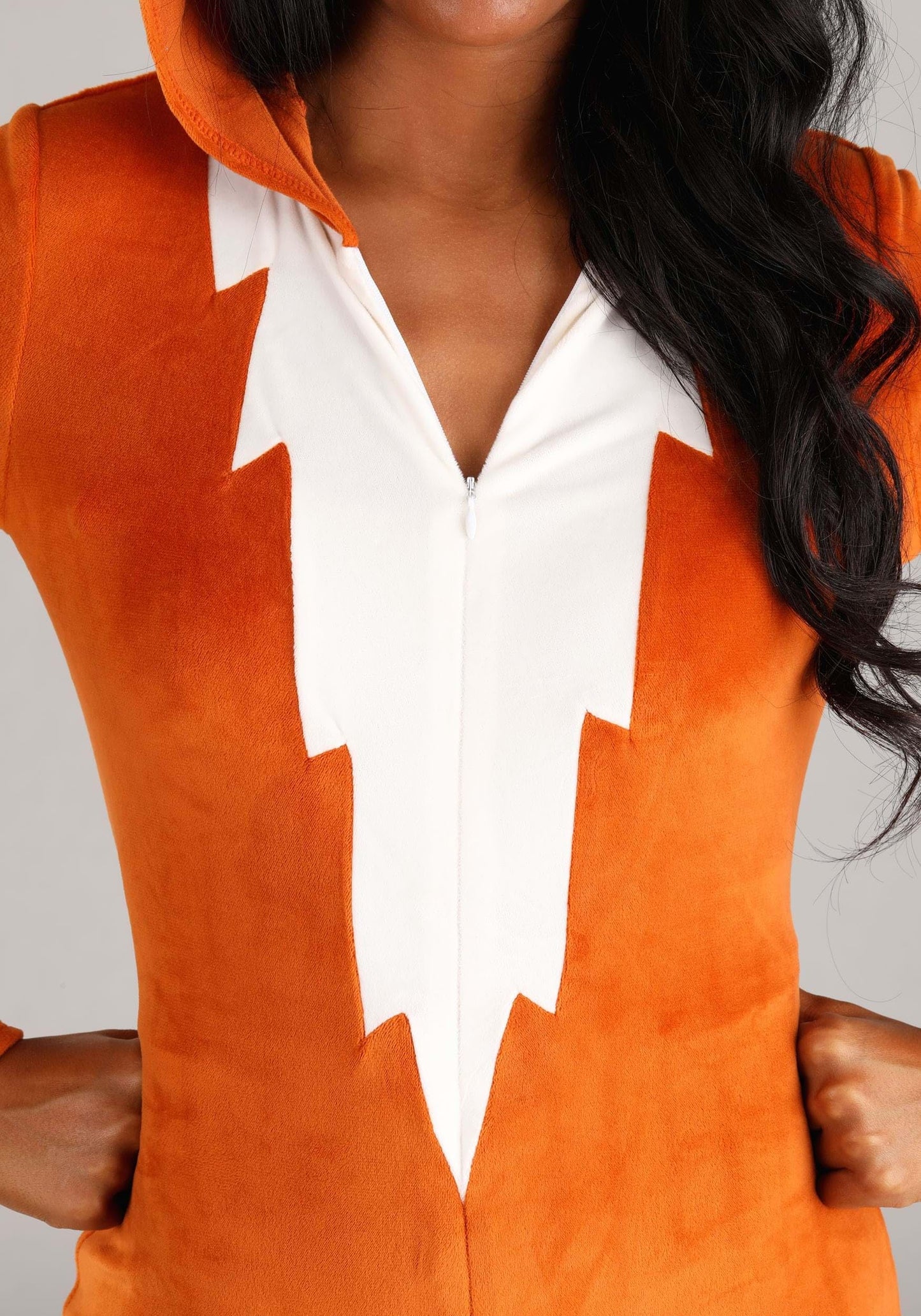 Fierce Fox Costume - Women's Hooded Plush Romper with Tail for Halloween