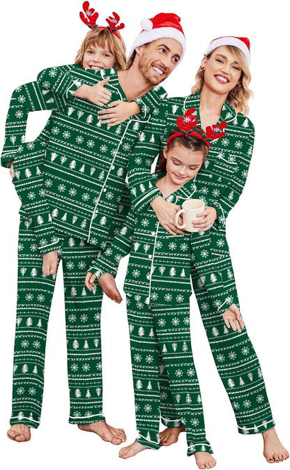 Christmas Family Matching Pajamas - Long Sleeve Button Down PJ Set