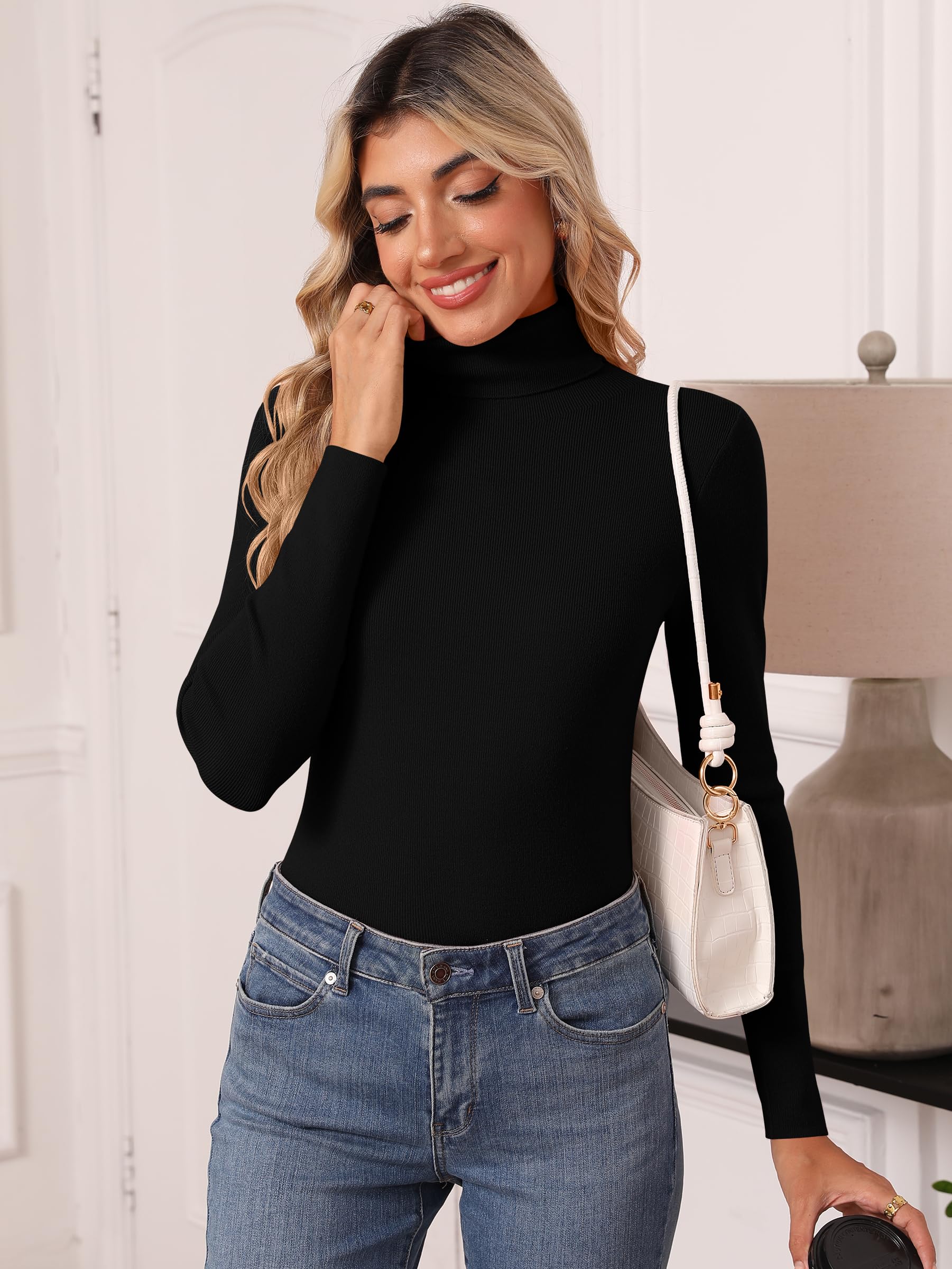 Women's Turtleneck Long Sleeve Shirt - Thermal Underwear Top for Fall Winter