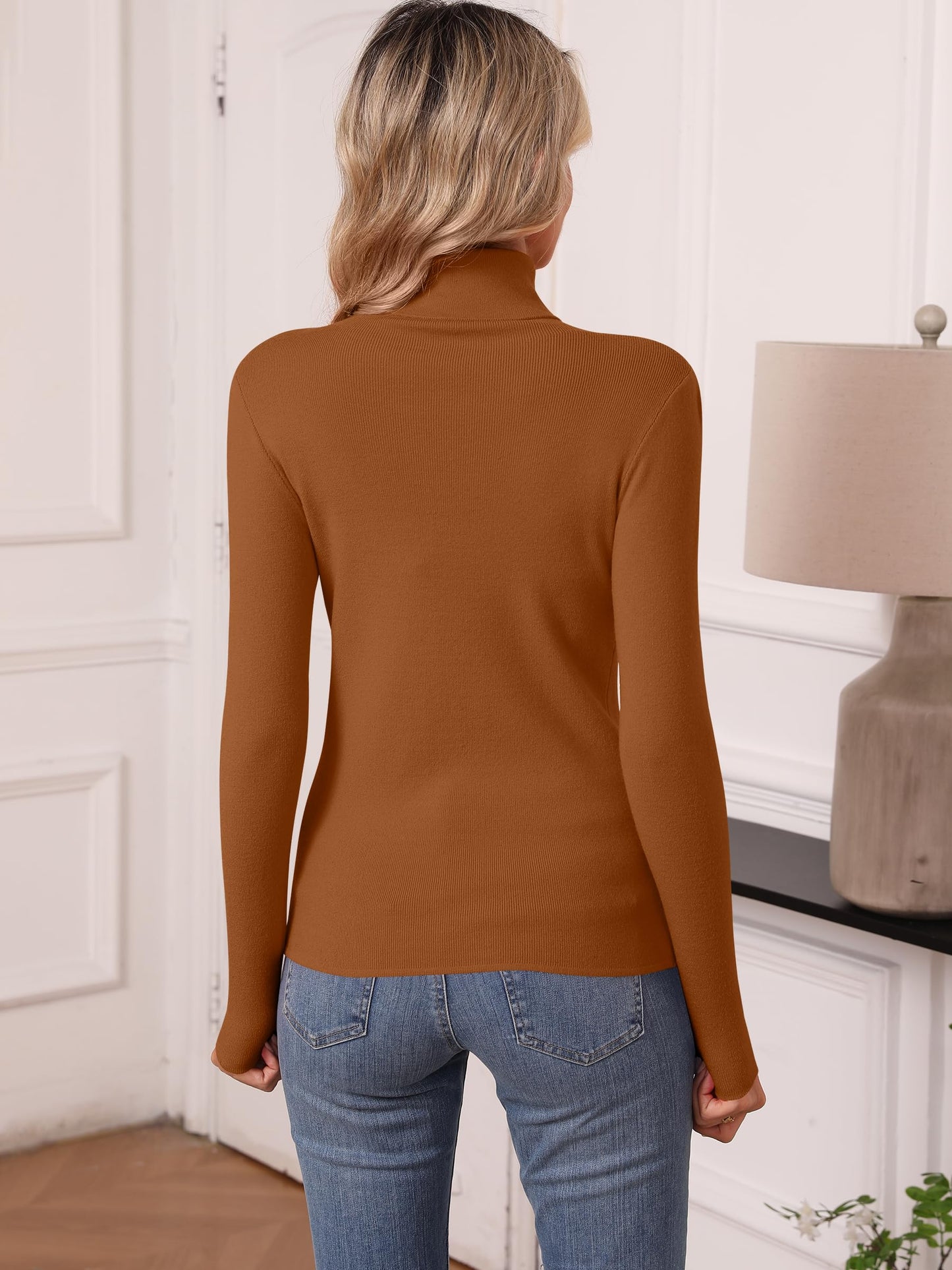 Women's Turtleneck Long Sleeve Shirt - Thermal Underwear Top for Fall Winter