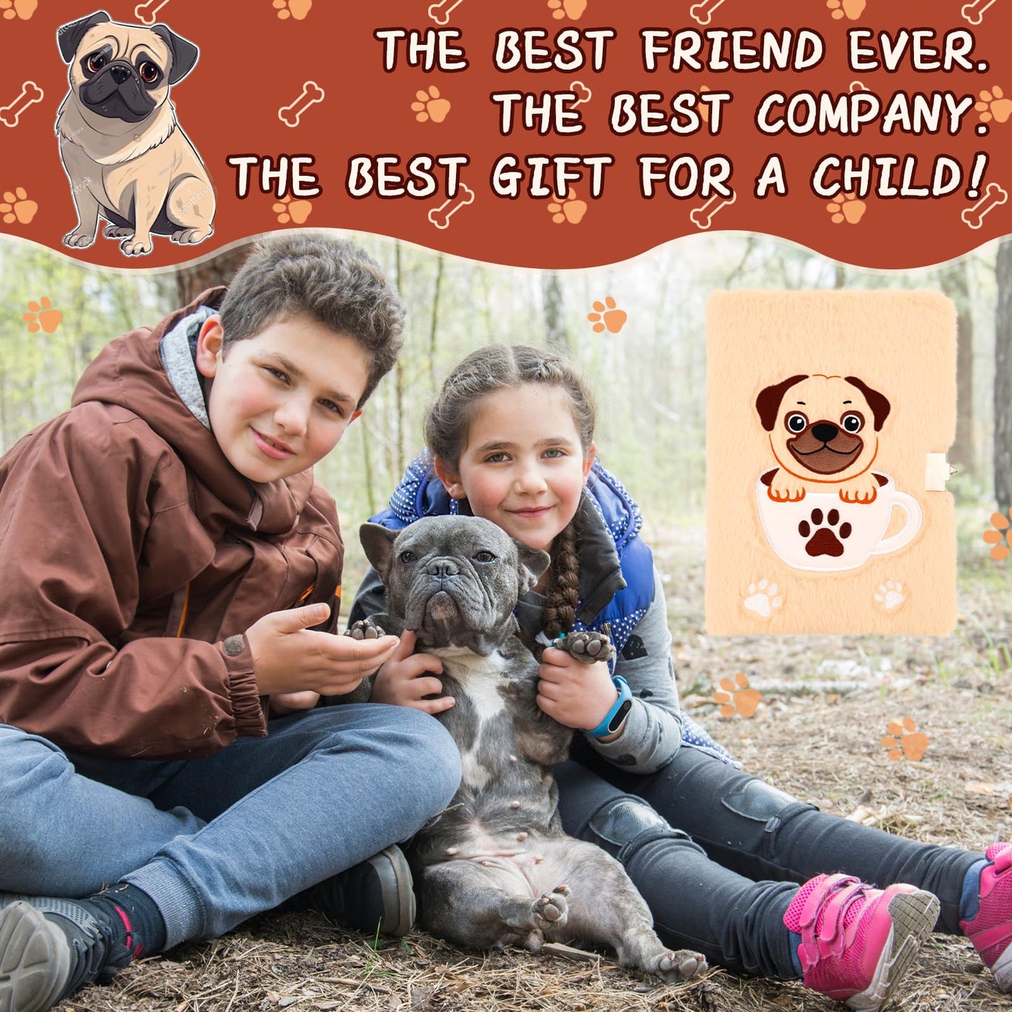 Girls Heart Diary with Lock and Keys - Cute Plush Secret Journal Notebook Gift Ages 6-8