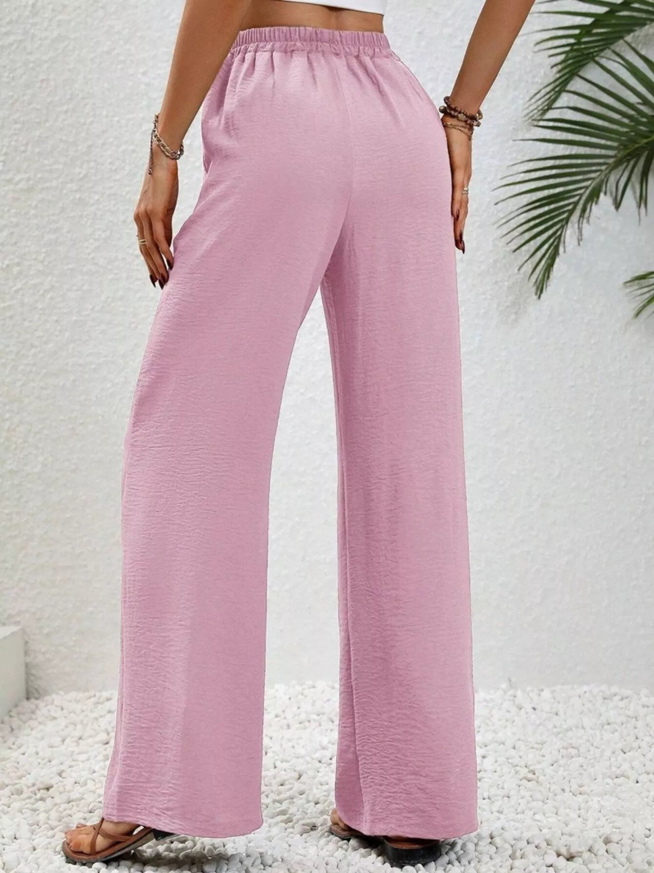 Casual Drawstring Wide Leg Pants