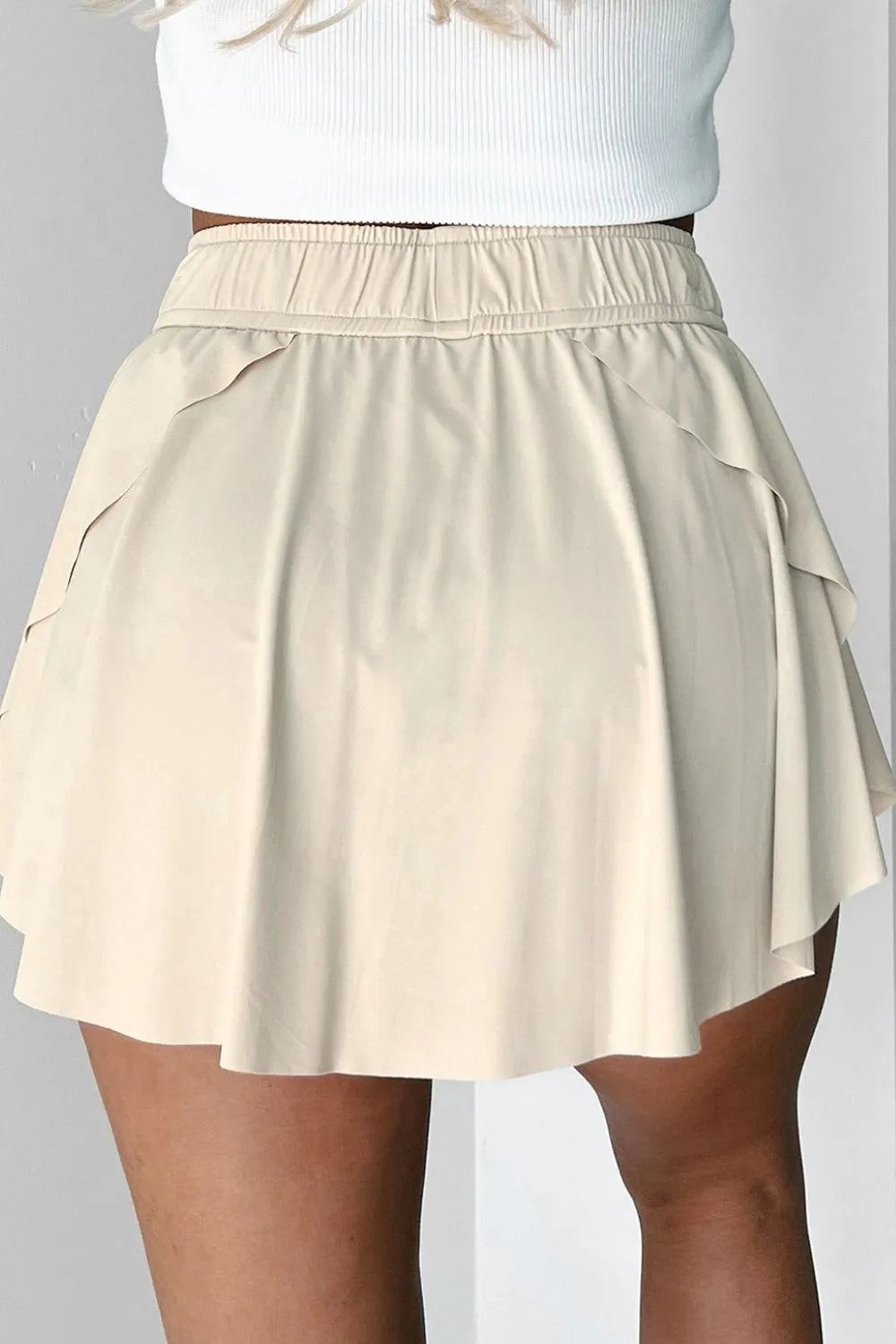 Drawstring High Waist Lined Active Skorts