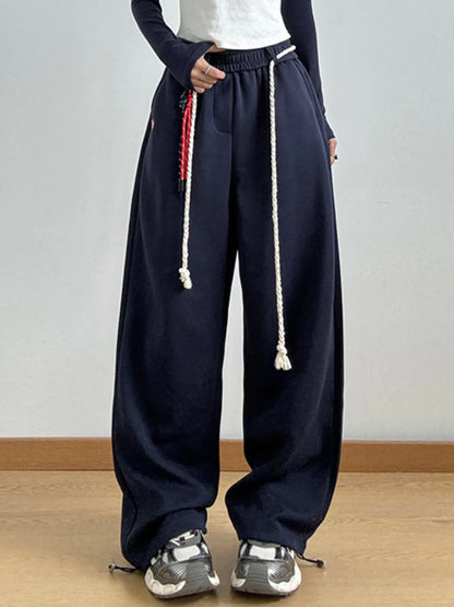 Decorative Rope Detail Casual Pants