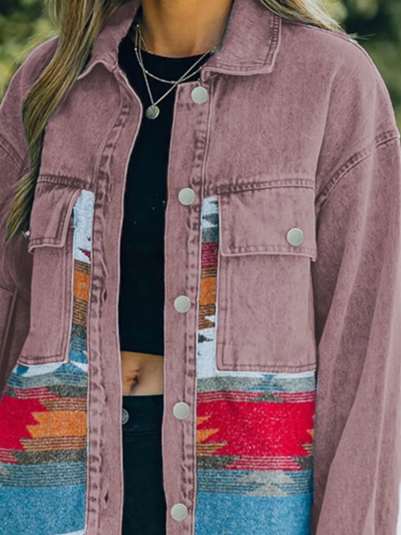 Aztec Print Button Up Jacket
