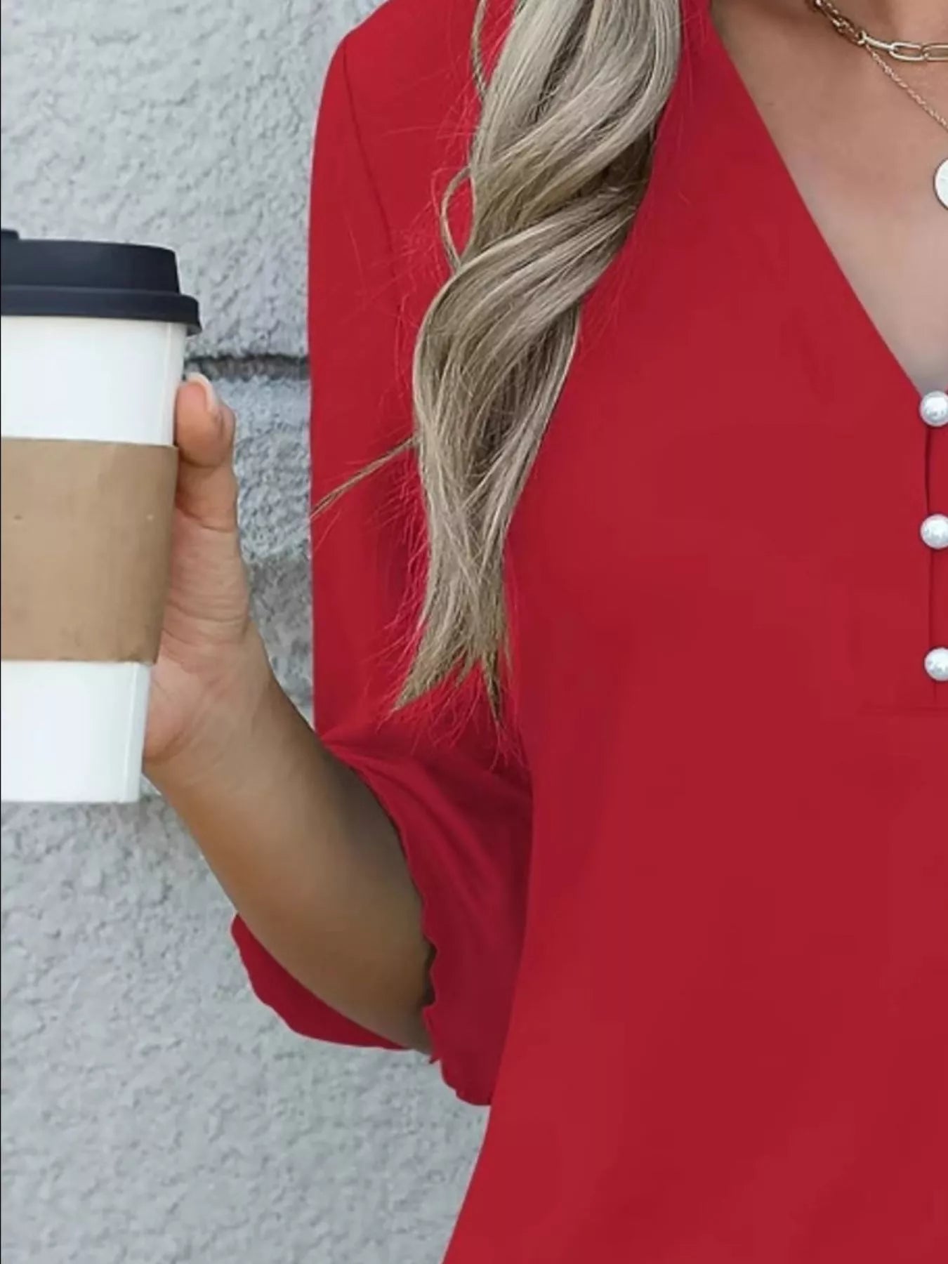 Full Size Notched Flounce Sleeve Blouse Plus Size