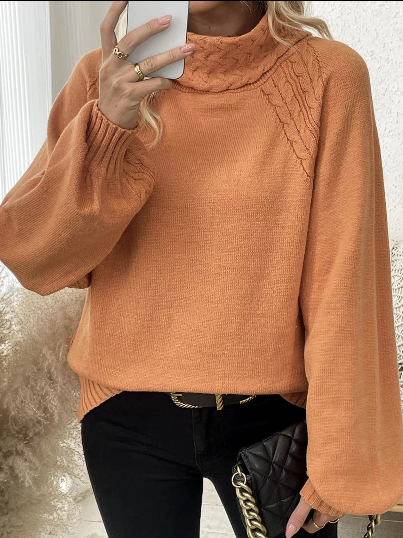 Cable Knit Turtleneck Sweater