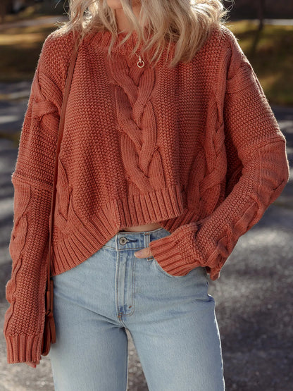 Cable-Knit Chunky Fit Slouchy Textured Sweater