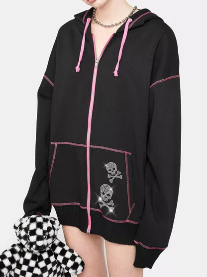 Halloween Zip-Up Drawstring Hoodie