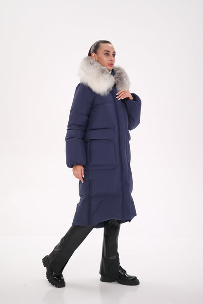 Genuine Silver Fox Down Fill Coat