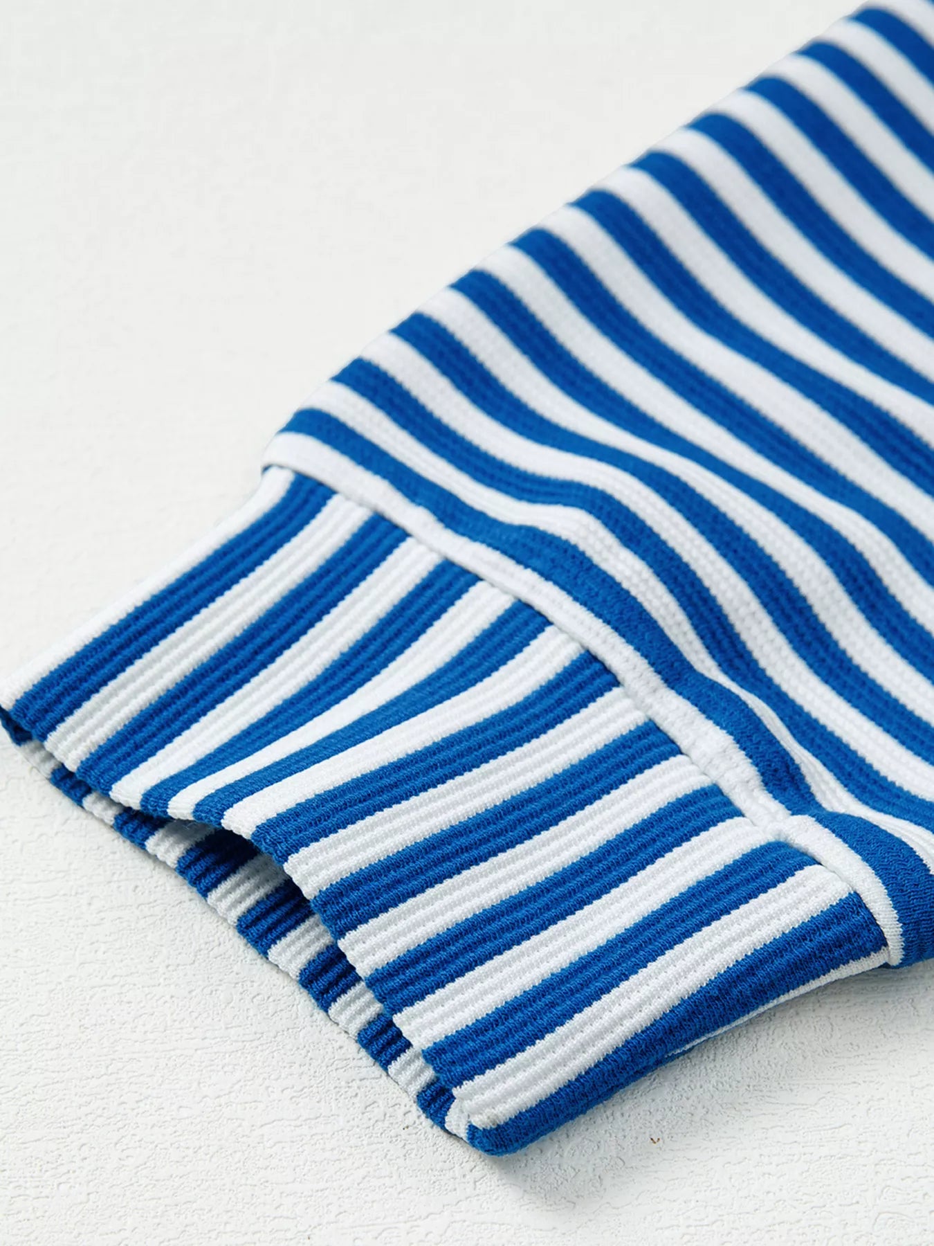 Stripe Quarter Zip Collar Long Sleeve Top