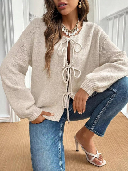 Tie-Front Long Sleeve Cardigan
