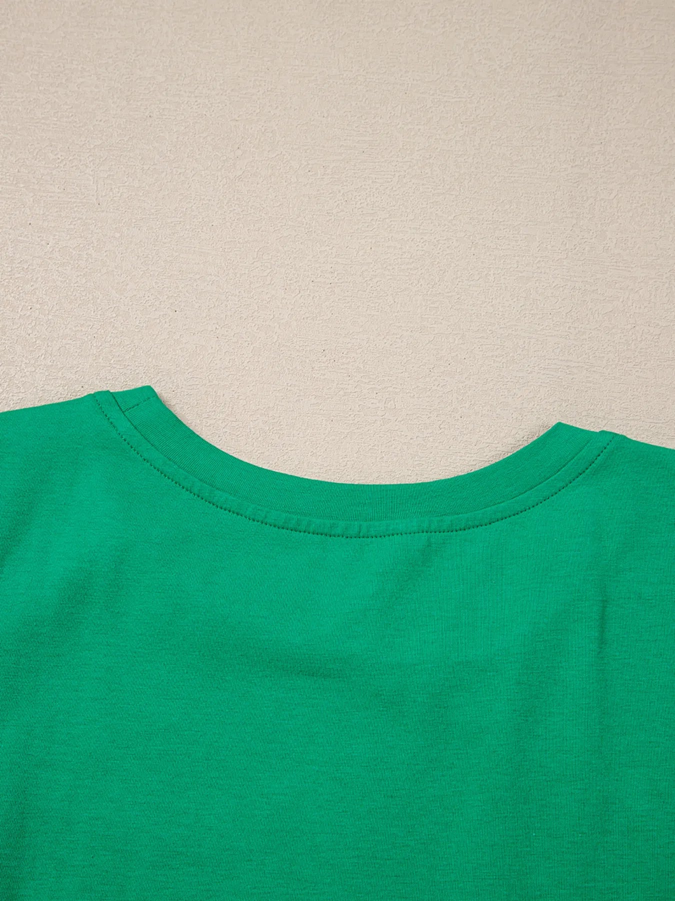 Ruffled Sleeve Slim Fit Crew Neck Top