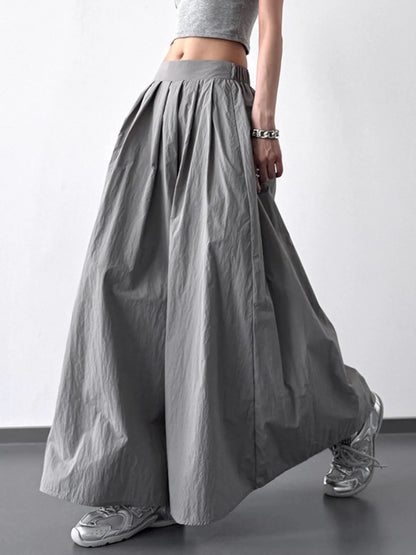 Pleated Linen Maxi Skirt