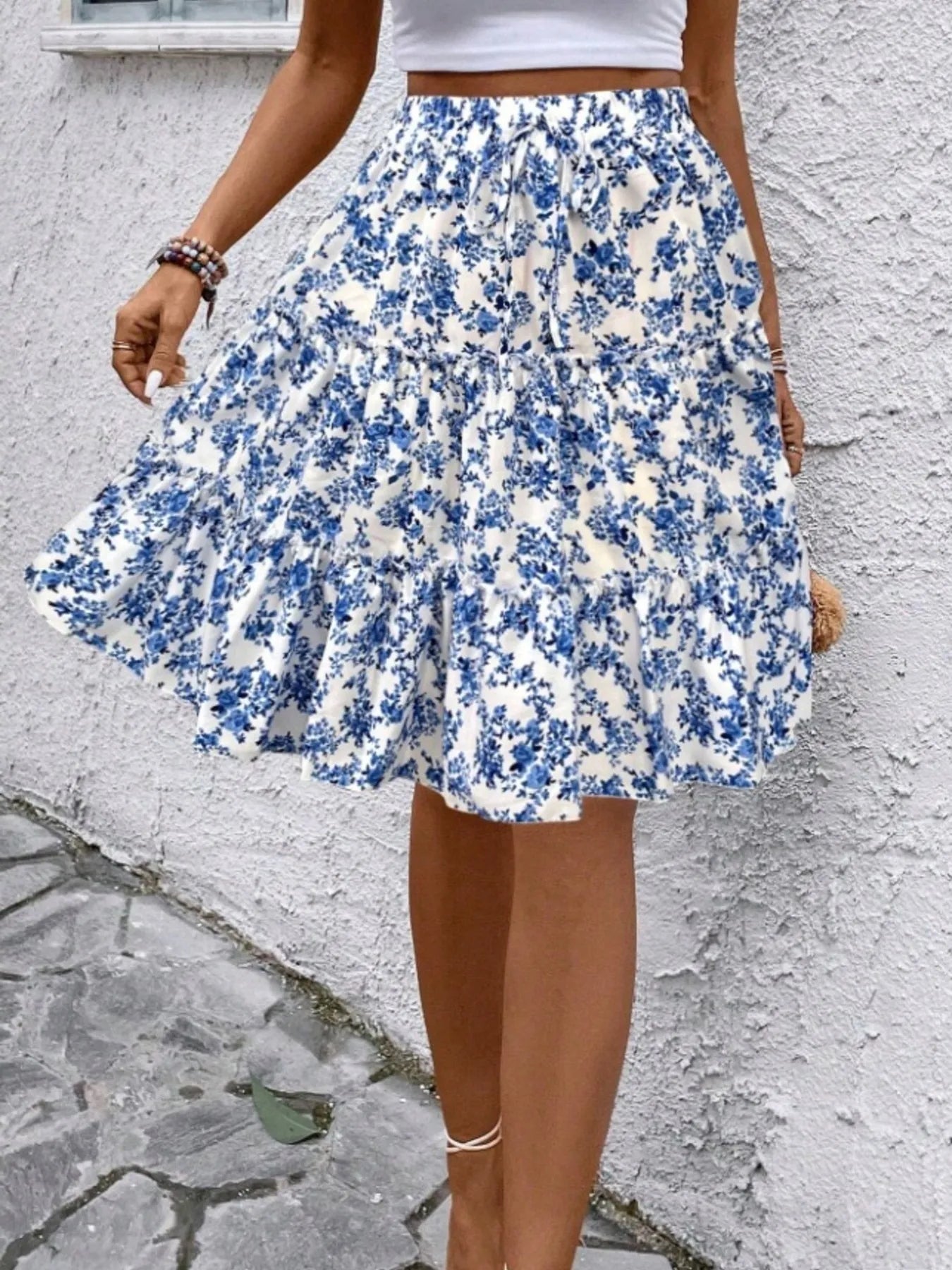 Floral Print Midi Skirt