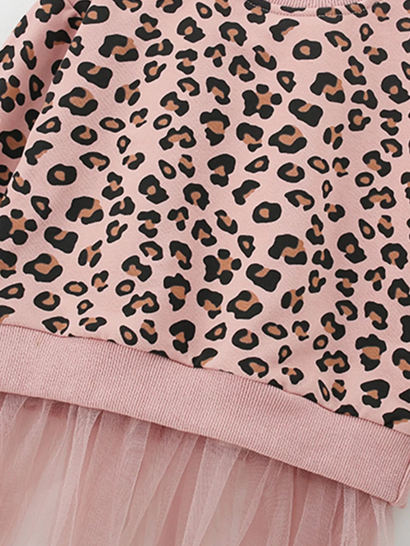Children's Leopard Print Tulle Hem Sweatshirt