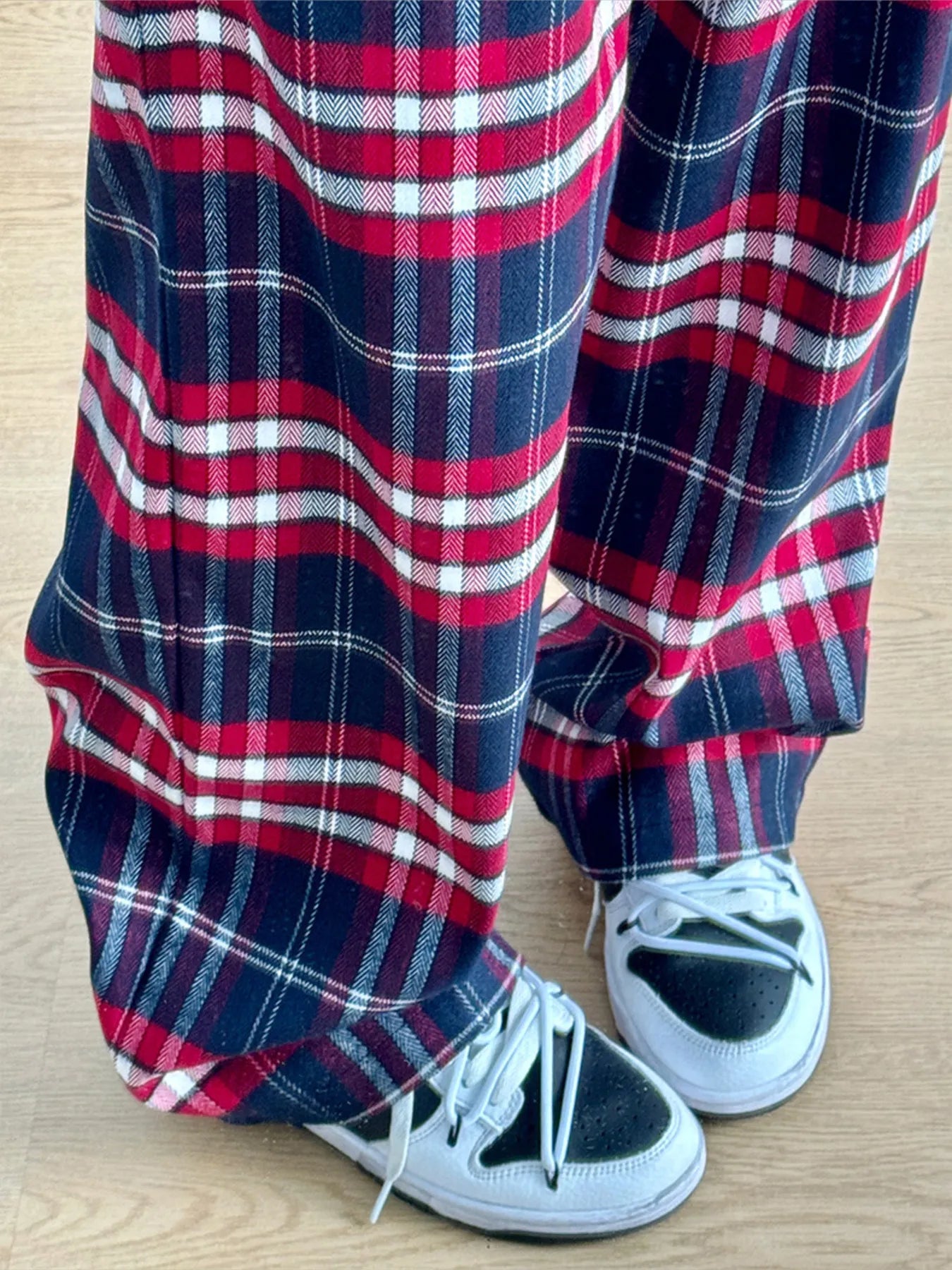 Drawstring Plaid Pants