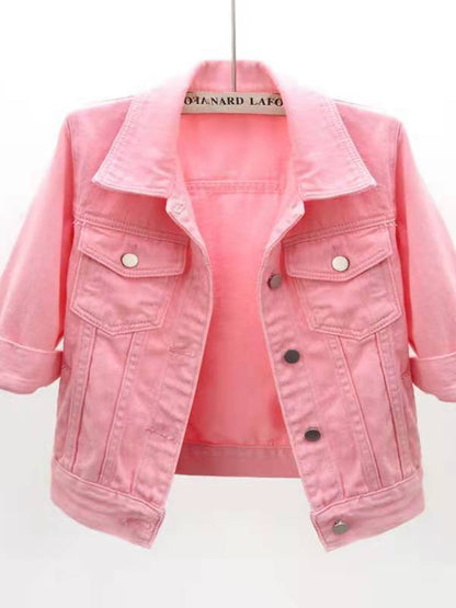 Full Size Cropped Denim Jacket Plus Size