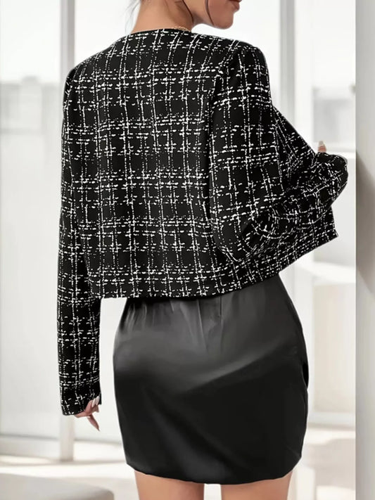 Tweed Button Up Cropped Outerwear