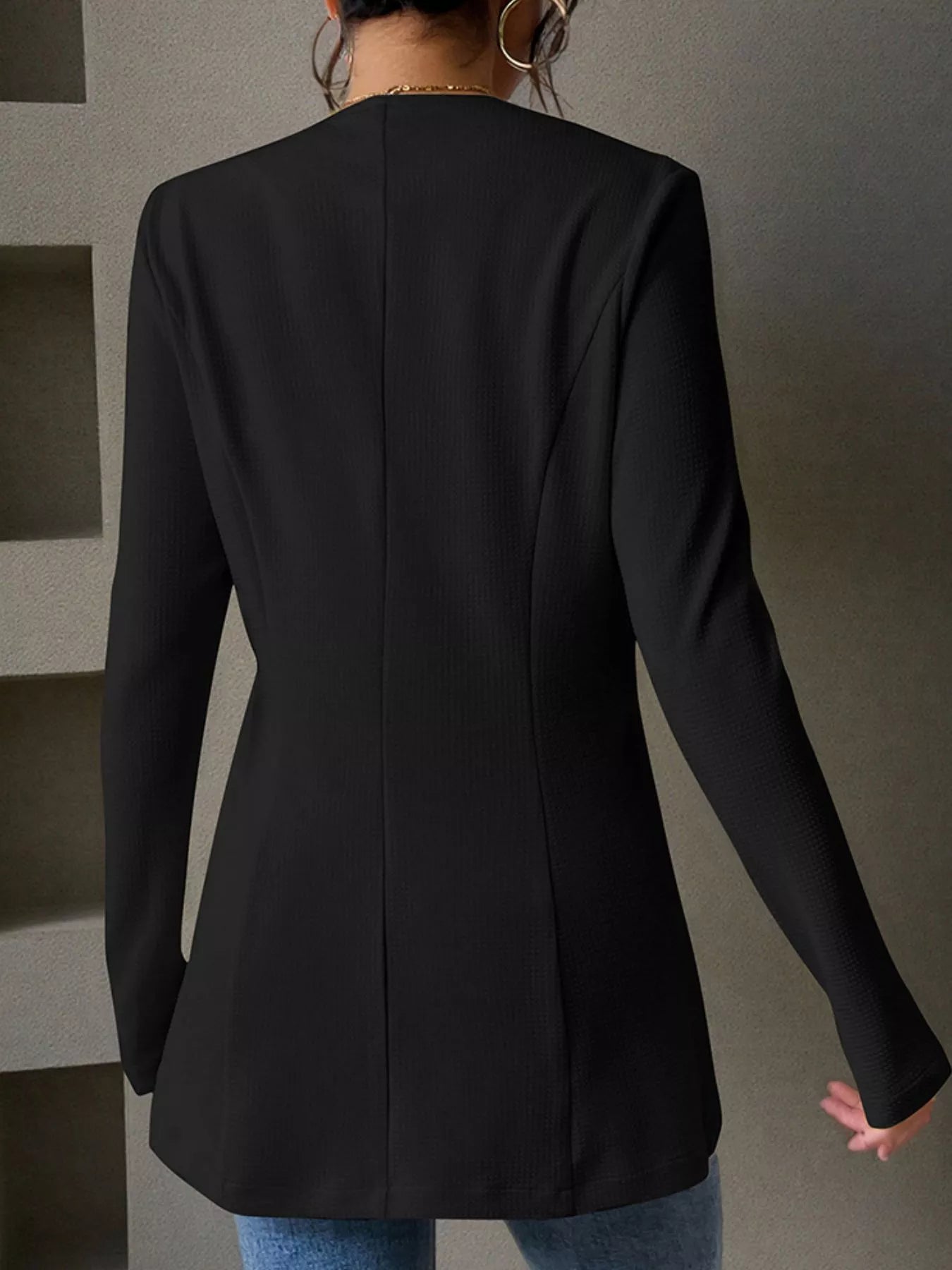 One Button Long Sleeve Blazer