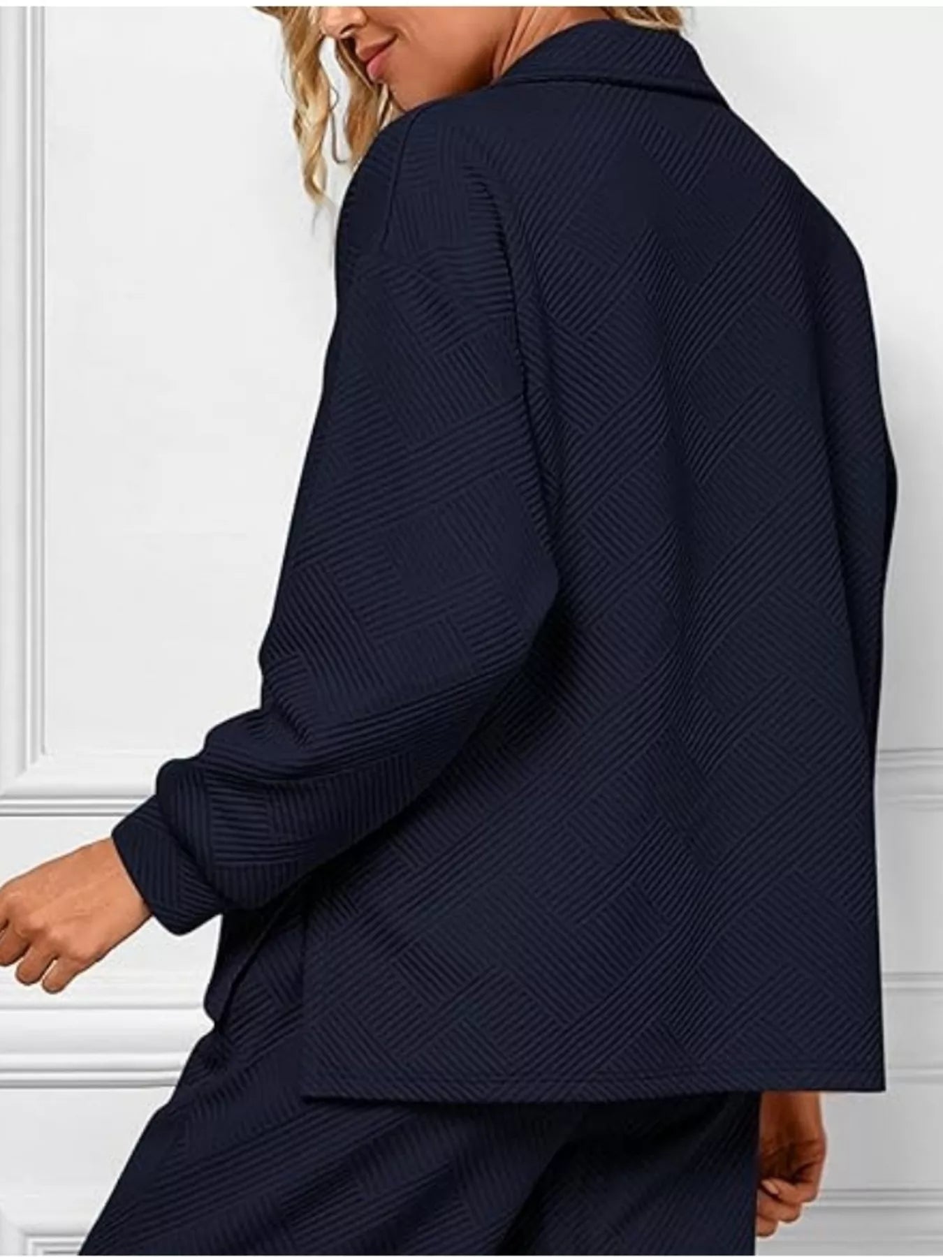 Side Slit Textured Top and Drawstring Pants Set