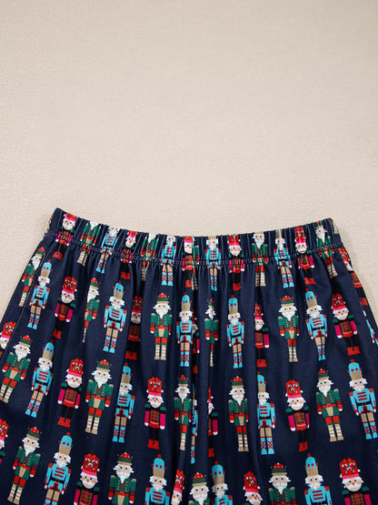 Mama Claus Plaid Letter Tee and Nutcracker Shorts 2pcs Lounge Set