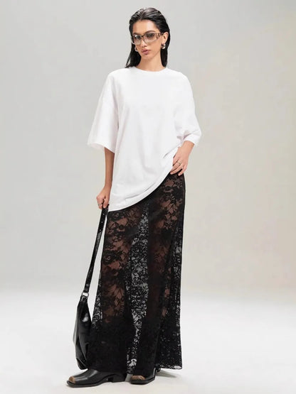 Lace Maxi Skirt Black