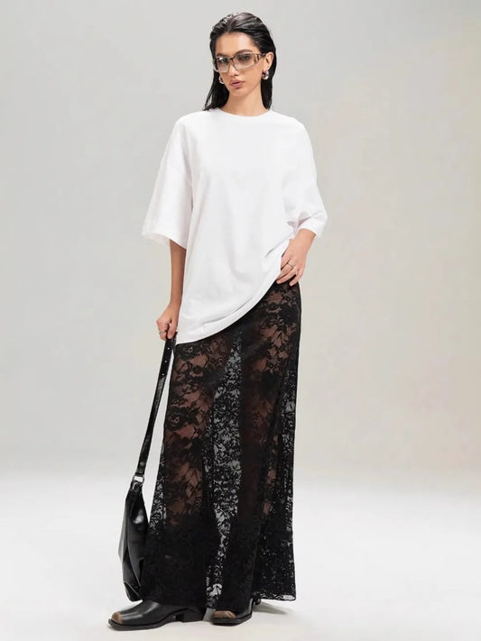 Lace Maxi Skirt Black
