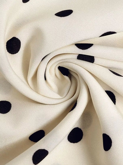 Polka Dot Tie Front Long Sleeve Midi Dress