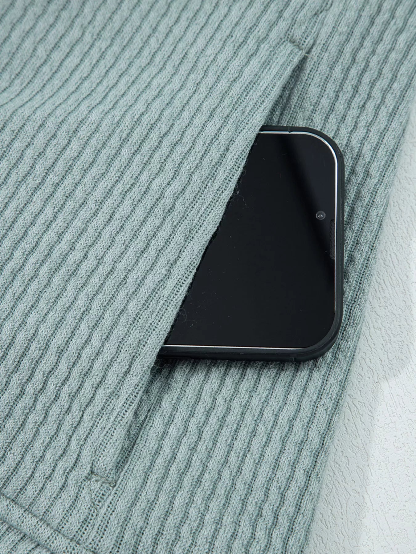 Ribbed Drop Shoulder Knit Hoodie