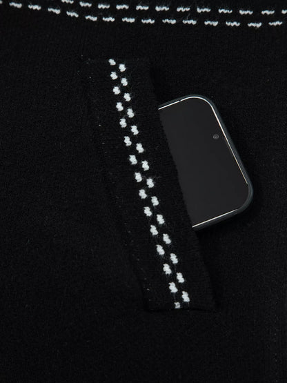 Contrast Trim Button up Sweater Cardigan