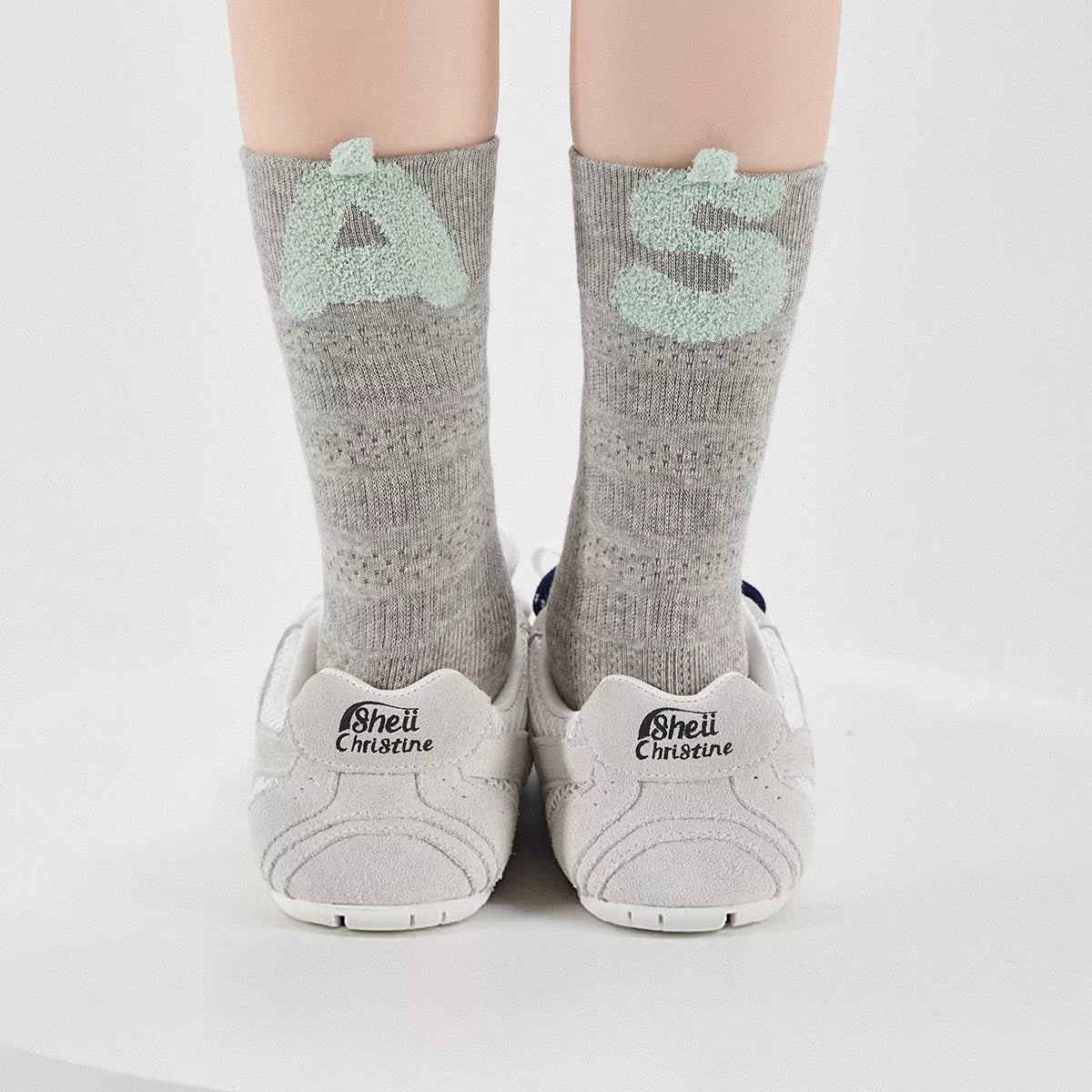 Breathable Letter Crew Socks Gray One Size