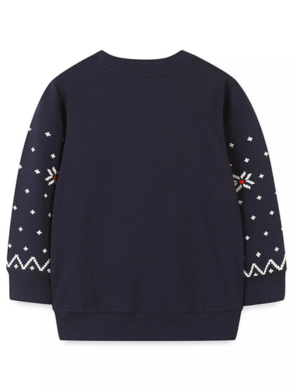 Children's Christmas Reindeer & Santa Round Neck Sweatshirt