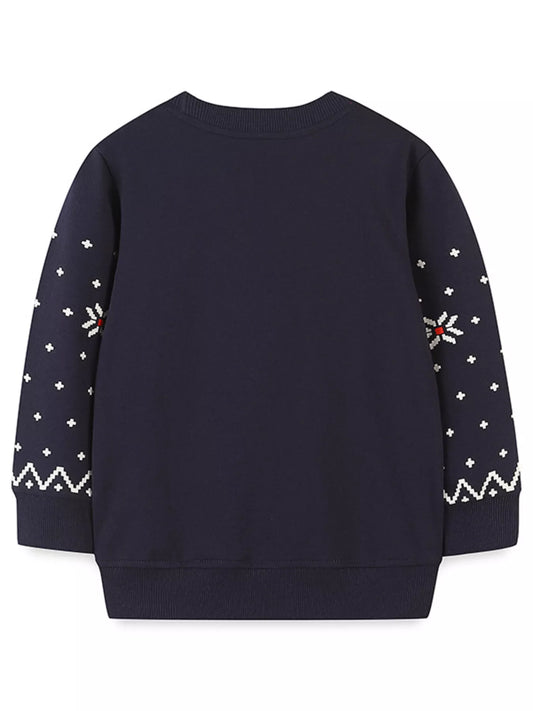 Children's Christmas Reindeer & Santa Round Neck Sweatshirt