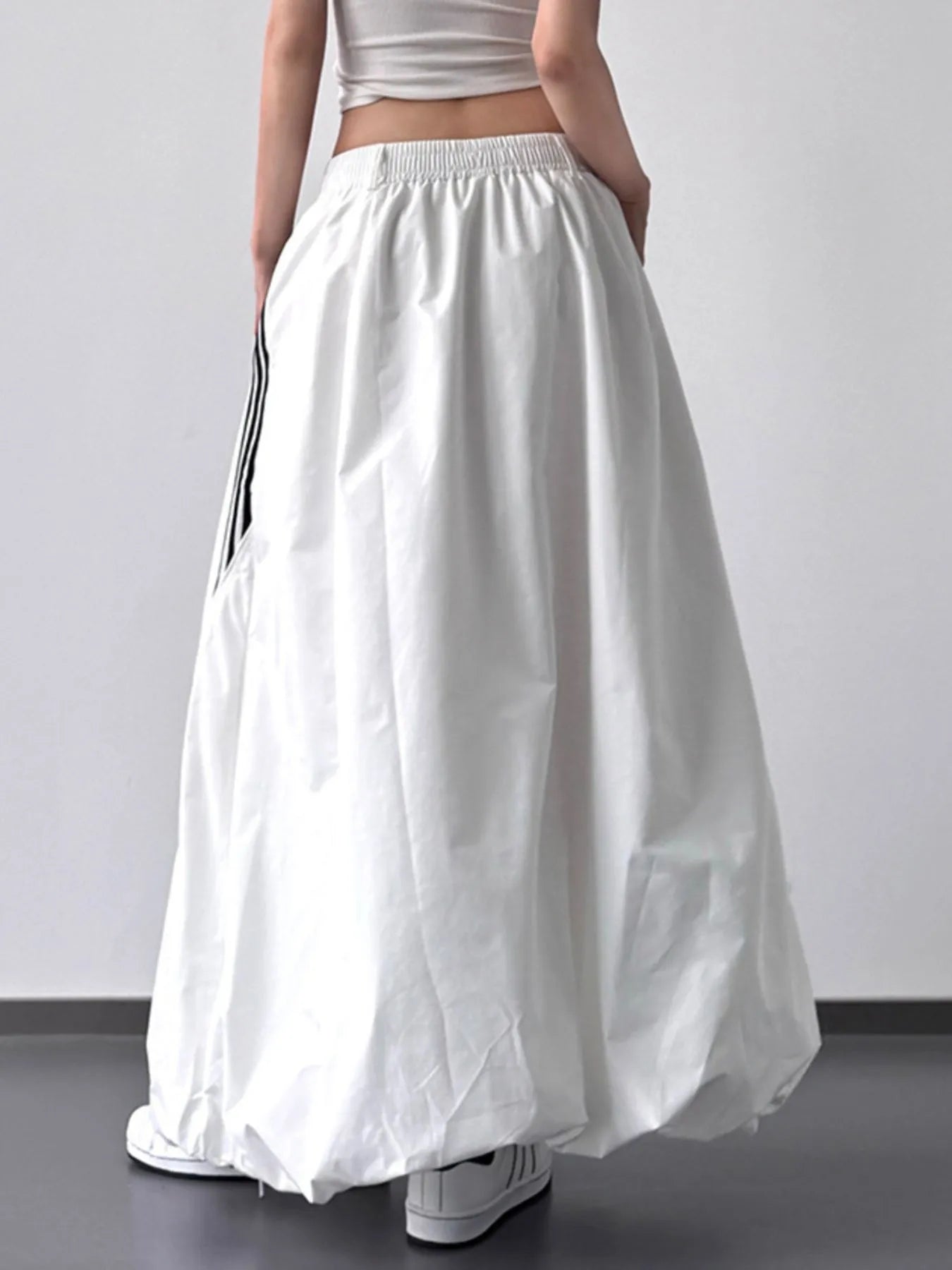 Striped Elastic Waist Maxi Skirt