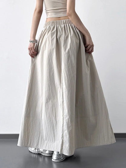 Pleated Linen Maxi Skirt