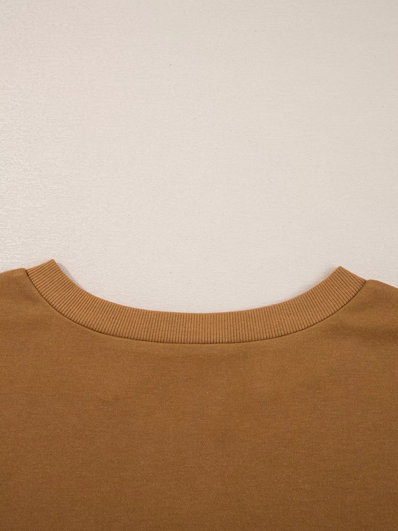 Oversized Textured Split Neck High Low Sweatshirt