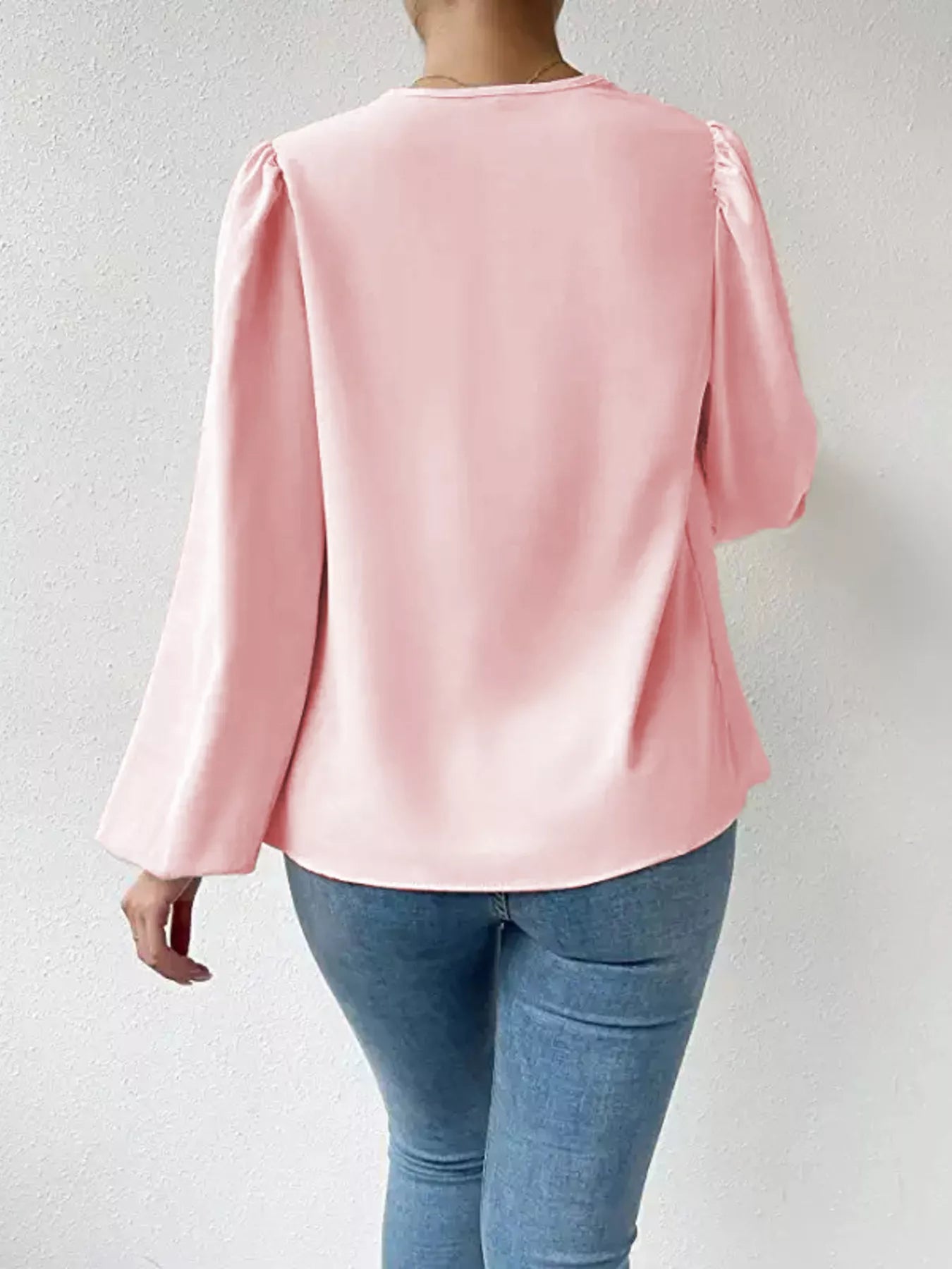 Full Size Cowl Neck Balloon Sleeve Blouse Plus Size
