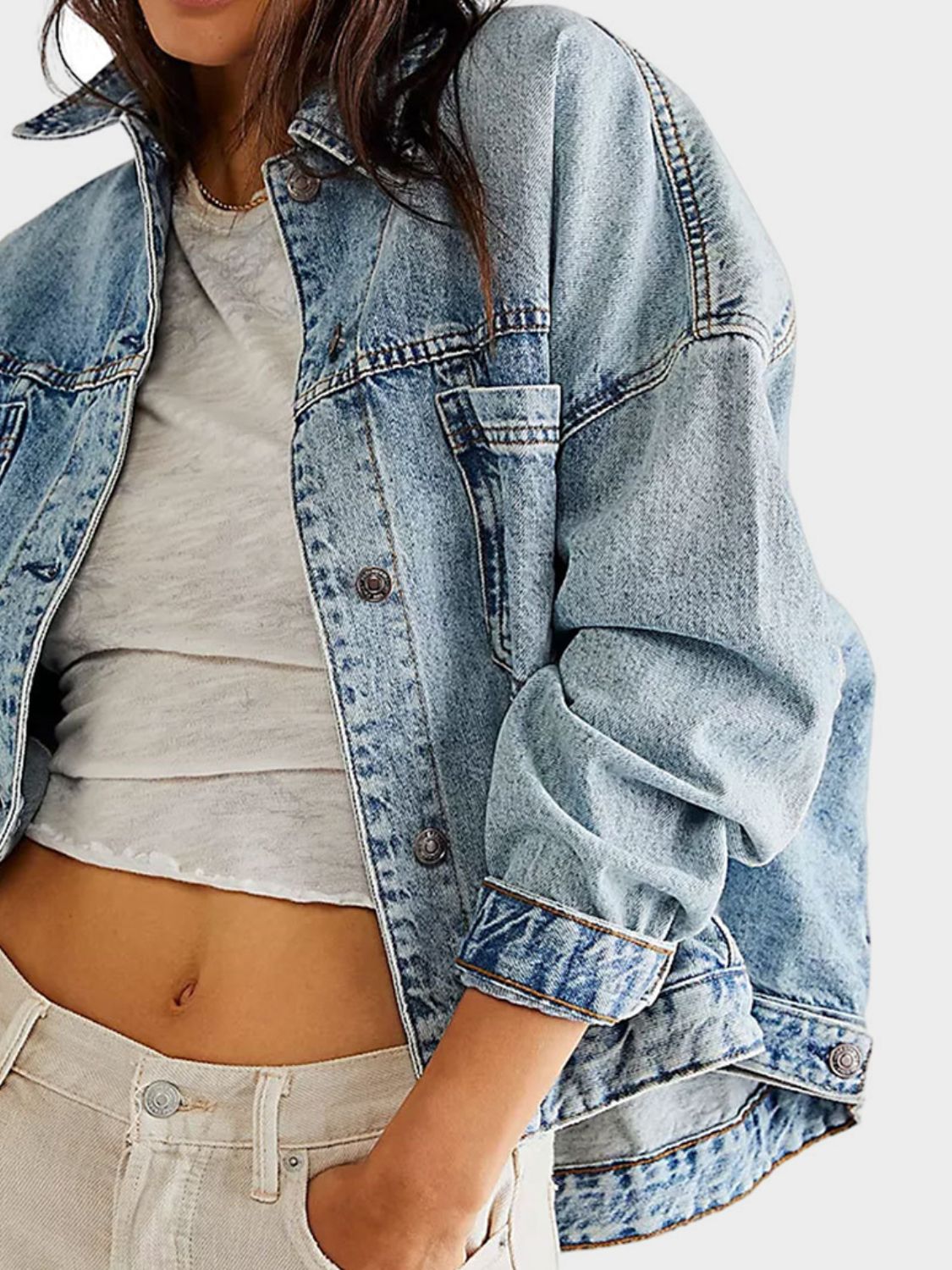 Button Up Long Sleeve Denim Jacket