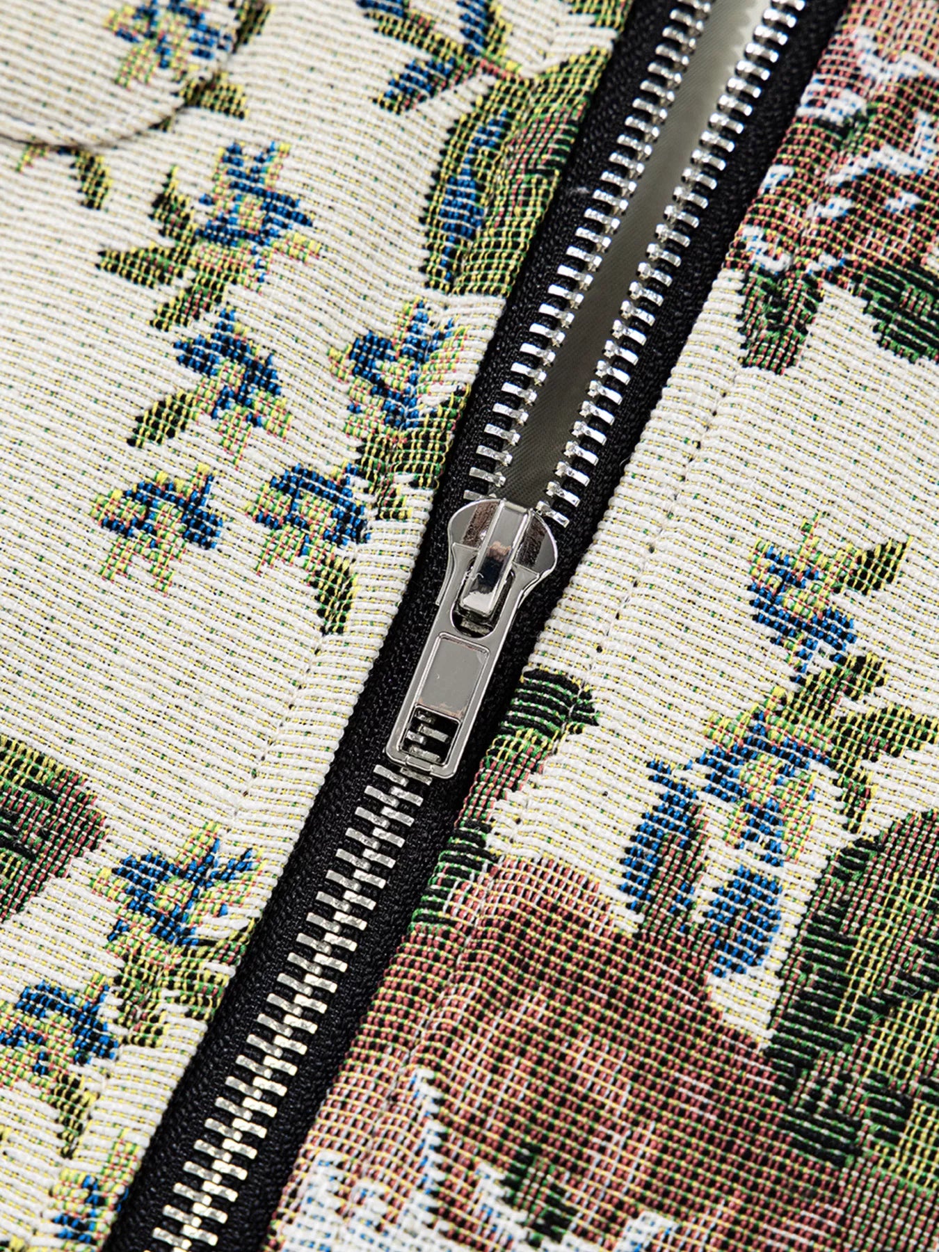 Floral Print Zip Up Contrast Collared Jacket